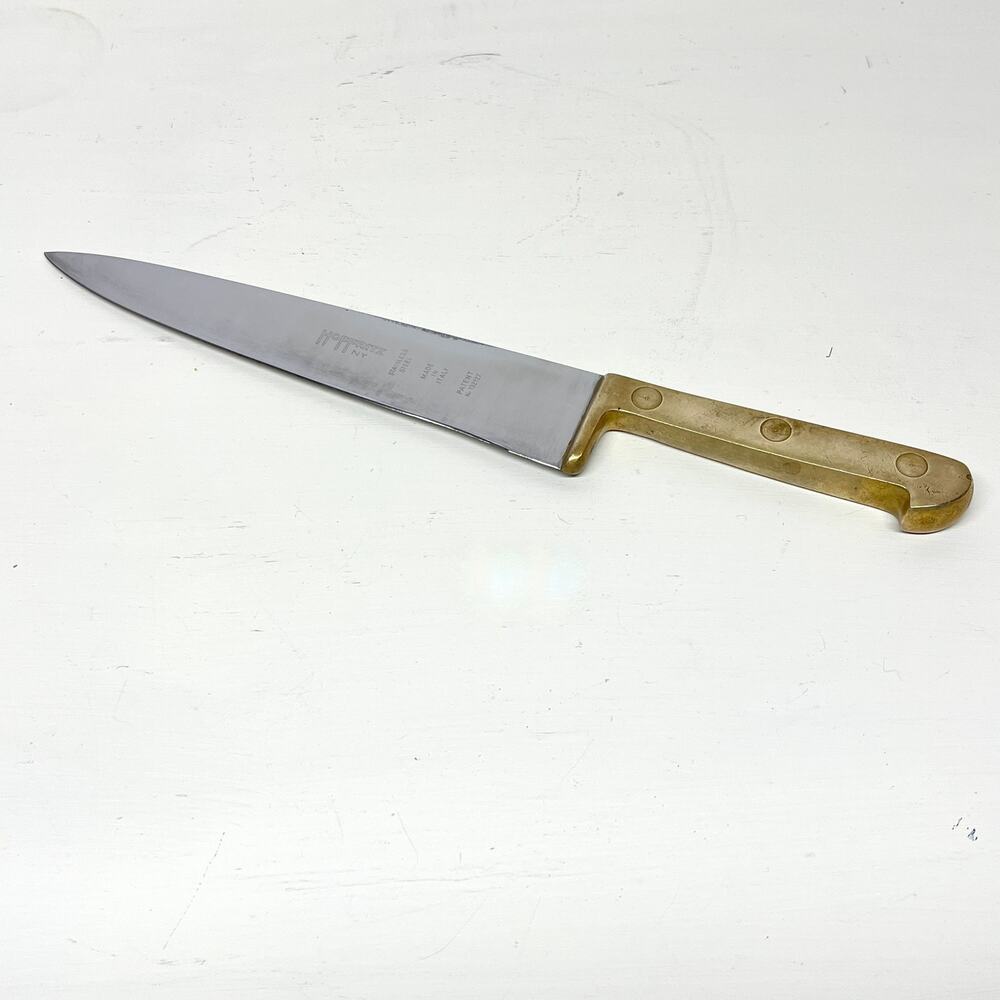 Italian Made Hoffritz Stainless Steel Carving Knife with Brass Handle